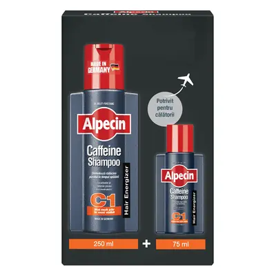 Envase Champú con cafeína para el crecimiento del cabello C1, 250 ml + 75 ml, Alpecin