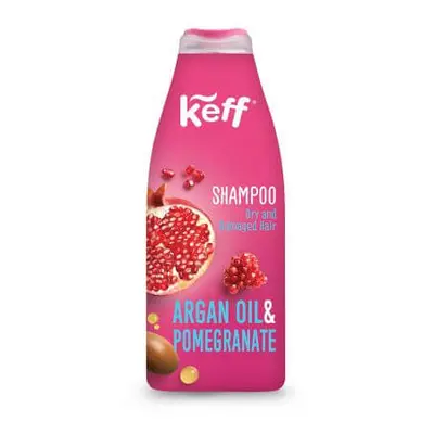 Champú para cabellos secos y dañados, 500 ml, Granada y Aceite de Argán, Keff