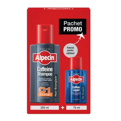 Champú Cafeína C1 250 ml + Loción capilar energizante Coffein Líquido 75 ml, Alpecin