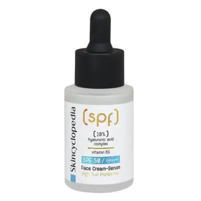 Suero Crema Hidratante SPF 50 con Ácido Hialurónico y Vitamina B5, 30 ml, Skincyclopedia
