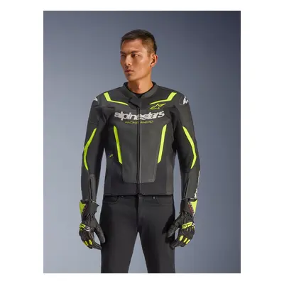Alpinestars Chaqueta De Cuero GP Force V2 Air Black Yellow Fluo, Talla: 52