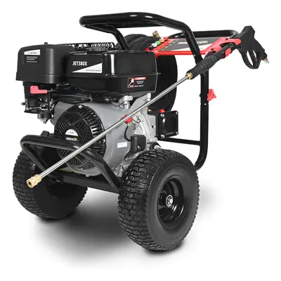 Hidrolimpiadora de agua alta presión 210cc 317 BAR 4600 PSI, motor gasolina, manguera pistola 10m alargo 20m portátil ruedas 5 b