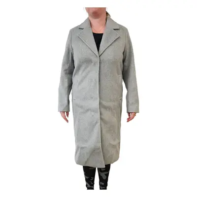 Abrigo largo sostenible para mujer, abrigo para diario con efecto lana, abrigo básico, chaqueta 