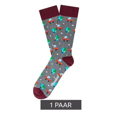 1 par de calcetines de algodón para hombre Mustard Alien con estampado integral de extraterrestr