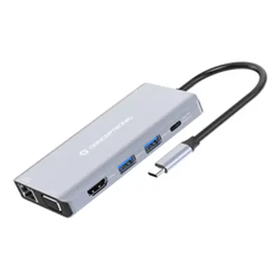 ADAPTADOR USB-C 10IN1 CONCEPTRONIC HDMI VGA USB 3.0 USB-A AUDIO LAN GIGABIT LECTOR DE TARJETAS USB-C PD 100W DONN20G