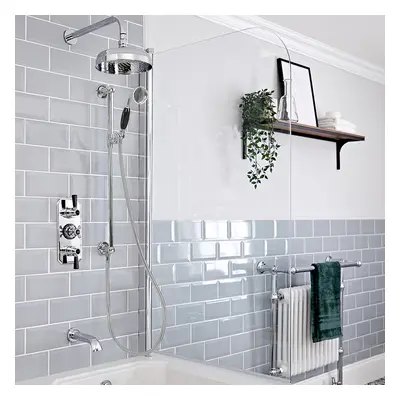 Conjunto de Ducha Tradicional - Mezclador Termostático 3 Funciones, Alcachofa, Telefonillo y Llenador de Bañera - Negro