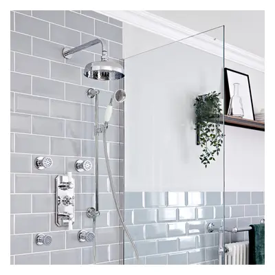 Conjunto de Ducha Tradicional Triple con Alcachofa de 150mm, Kit de Ducha y Jets de Masaje