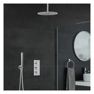 Conjunto de Ducha Redondo Triple con Alcachofa, Brazo de Ducha y Ducha de Mano