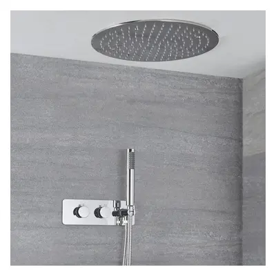 Mezclador de Ducha 2 Funciones con Desviador, Alcachofa Redonda y Telefonillo - Cromado