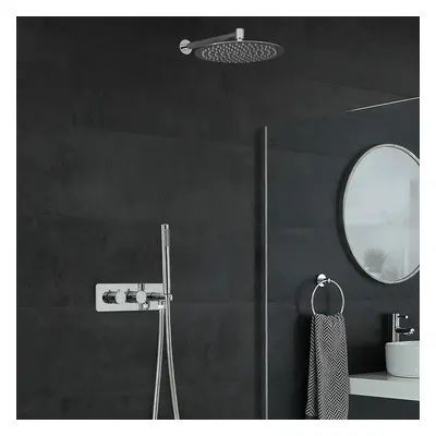 Mezclador de Ducha Empotrable de 2 Funciones con Alcachofa de 200mm con Diseño Redondo y Telefon