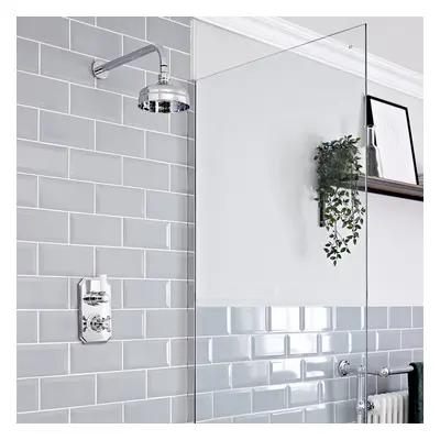 Conjunto de Ducha Tradicional de 1 Función con Alcachofa Redonda de 150mm y Brazo de Ducha