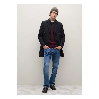 PIOMBO, Abrigo Chesterfield Negro Ajuste Regular, Hombre, Gunmetal, Talla: 56