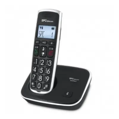 Teléfono inalámbrico Dect Spc 7608N, con teclas grandes, agenda 20 nombres, identidad llamadas, LCD, ECO, negro