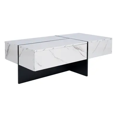 Mesa de Centro Rectangular Moderna Modular con Sistema de Iluminación Led Controlado Por App 100x50x34,5 cm Color Blanco Aosom E