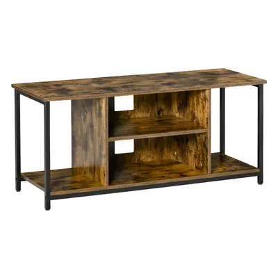 HOMCOM Mueble de TV para Televisores hasta 55 Pulgadas con 4 Compartimentos Estante y Gestión de Cables 110x40x50 cm Marrón Rúst