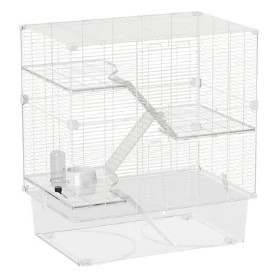 PawHut Jaula para Animales Pequeños con Múltiples Niveles Bandeja y Accesorios Incluidos 73x47x8