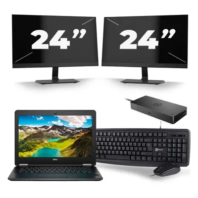 Dell Latitude E7270 - Intel Core i7-6.ᵃ Generación - 12 pulgadas - 8GB RAM - 256GB SSD - Windows 11 + 2x 24 pulgadas Monitor