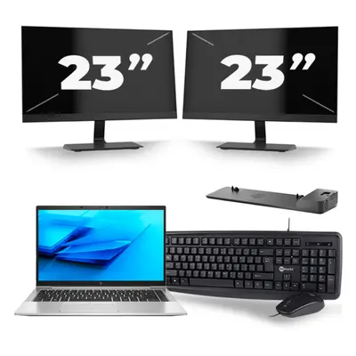 HP EliteBook 840 G7 - Intel Core i7-10.ᵃ Generación - 14 pulgadas - 8GB RAM - 256GB SSD - Windows 11 + 2x 23 pulgadas Monitor