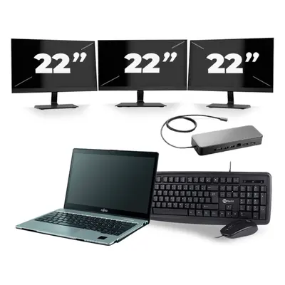 Fujitsu LifeBook S938 - Intel Core i7-8.ᵃ Generación - 13 pulgadas - 8GB RAM - 256GB SSD - Windows 11 + 3x 22 pulgadas Monitor