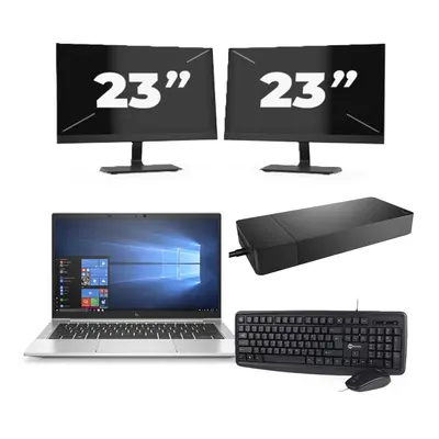 HP EliteBook 830 G7 - Intel Core i7-10.ᵃ Generación - 13 pulgadas - 8GB RAM - 256GB SSD - Windows 11 + 2x 23 pulgadas Monitor