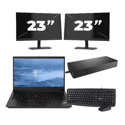 Lenovo ThinkPad E14 - Intel Core i3-10.ᵃ Generación - 14 pulgadas - 8GB RAM - 256GB SSD - Windows 11 + 2x 23 pulgadas Monitor