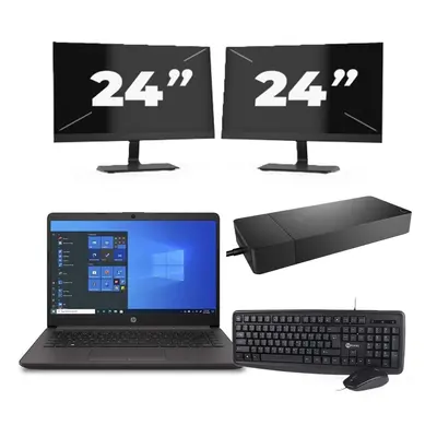 HP 240 G8 - Intel Core i3-10e Generatie - 14 inch - 8GB RAM - 256GB SSD - Windows 11 Home + 2x 24 inch Monitor