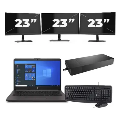 HP 240 G8 - Intel Core i3-10e Generatie - 14 inch - 8GB RAM - 256GB SSD - Windows 11 Home + 3x 23 inch Monitor