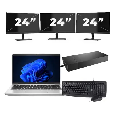 HP ProBook 440 G9 - Intel Core i3-12.ᵃ Generación - 14 pulgadas - 8GB RAM - 256GB SSD - Windows 11 + 3x 24 pulgadas Monitor