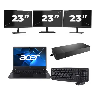 Acer TravelMate P214-53 - Intel Core i3-11e Generatie - 14 inch - 8GB RAM - 256GB SSD - Windows 11 Home + 3x 23 inch Monitor