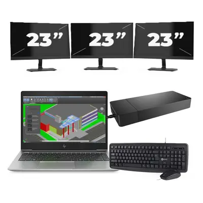 HP ZBook 14u G5 - Intel Core i7-8.ᵃ Generación - 14 pulgadas - 8GB RAM - 256GB SSD - Windows 11 + 3x 23 pulgadas Monitor