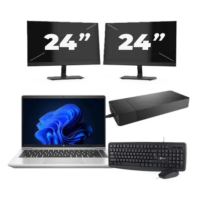 HP ProBook 440 G9 - Intel Core i3-12.ᵃ Generación - 14 pulgadas - 8GB RAM - 256GB SSD - Windows 11 + 2x 24 pulgadas Monitor