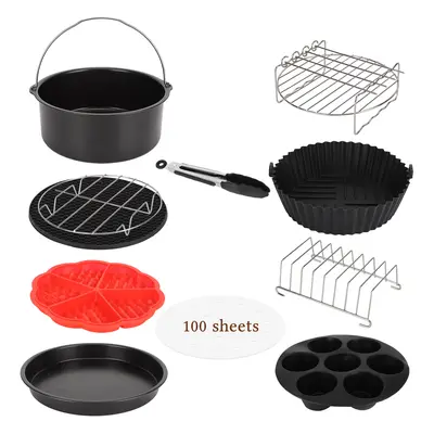 Accesorios freidora de aire, 12 Piezas Airfryer Accesorios Molde Silicona freidora de aire con gofres, Bandeja pizza, Parrilla, 