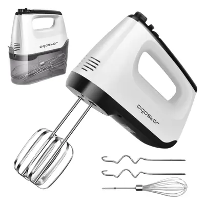 Aigostar Pudding - Batidora de varillas de 400 W con 6 Velocidades. Incluye 2 Varillas, 2 Ganchos de Amasado, 1 Batidor y Caja d