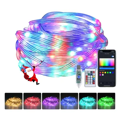 Aigostar Luces de Navidad Inteligente RGB 10 m 100 LED, Guirnalda Luces Cadena de Luces para Navidad Halloween, Alimentación por