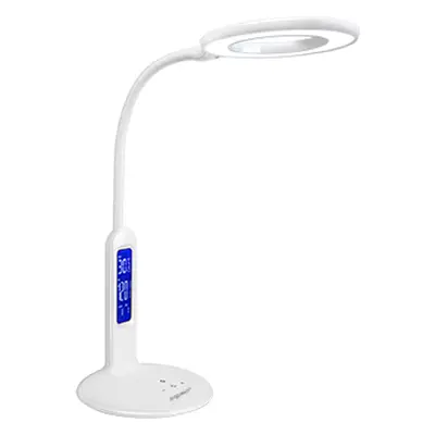 Aigostar Flexo 10KZP - Lámpara de escritorio LED 7W, Pantalla LCD con calendario, temperatura, alarma. táctil, 360lm. 5 Niveles 