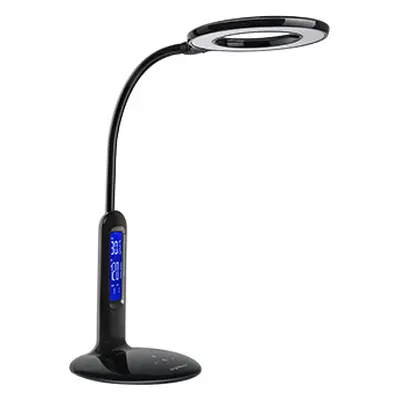 Aigostar Flexo 10KZO - Lámpara de escritorio LED 7W, Pantalla LCD con calendario, temperatura, alarma. táctil, 360lm. 5 Niveles 