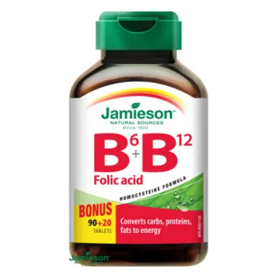 Jamieson Vitaminas B6, B12 y ácido fólico 110 tabletas