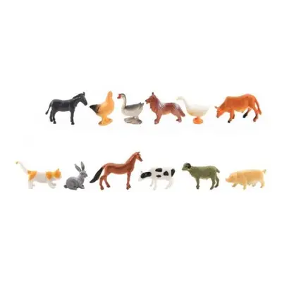 Animales mini granja doméstica plástico 4-6cm 12uds en bolsa