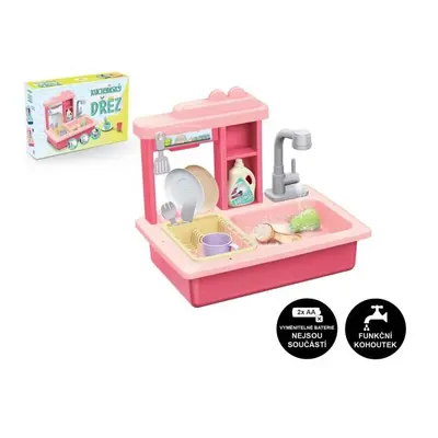Fregadero para lavar platos rosa + grifo de agua a pilas de plástico con accesorios en caja