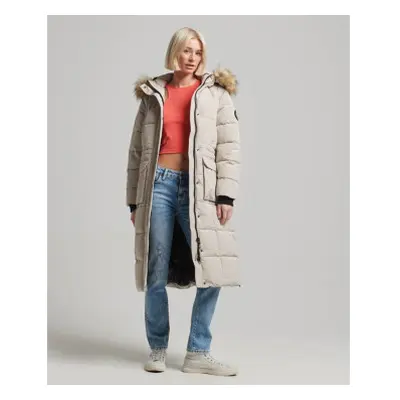 Superdry para mujer. W5011566A Abrigo largo acolchado Everest beige (S), Casual, Poliéster