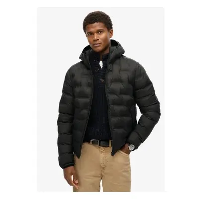 Superdry para hombre. M5012045A Abrigo acolchado con capucha negro (XXL), Casual, Poliéster Reciclado, Sostenible