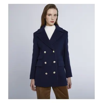 Marella para mujer. 2423086034200 Abrigo Aguzzo marino (44), Azul, Casual, Lana